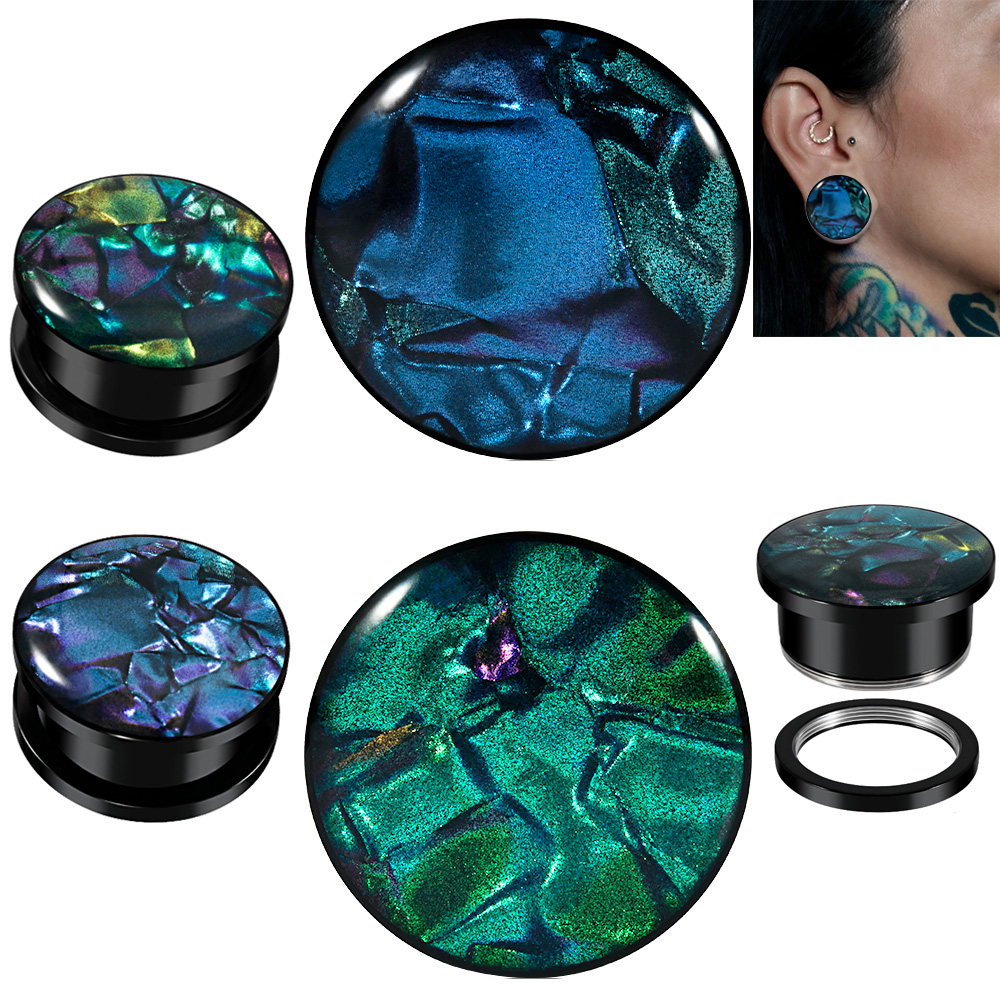 Body Jewelry Tunnels - 1PC Stainless Steel Mix Colors Shell