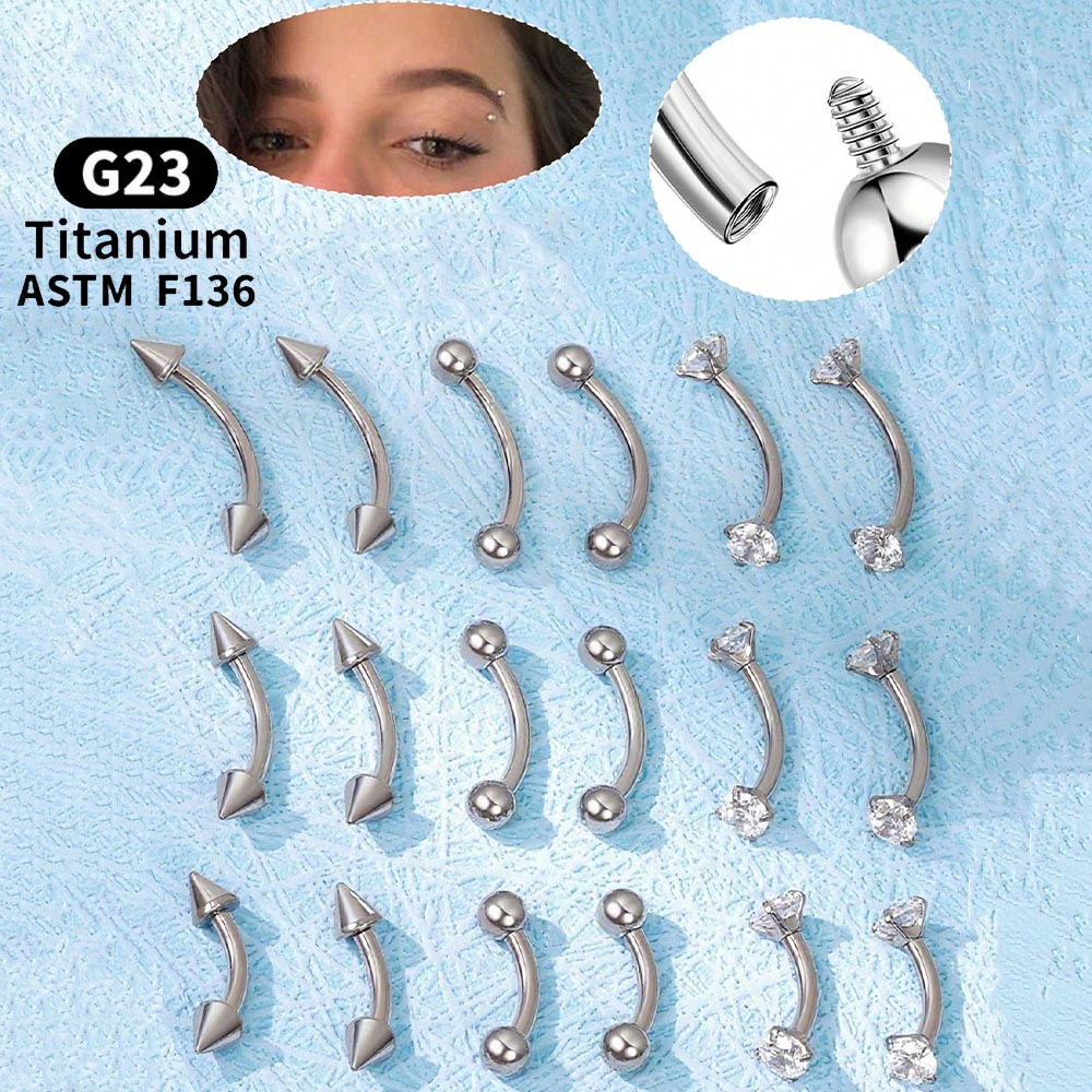 Body Jewelry Vertical Labret - 6pcs/Set G23 Titanium Small Curved Barbell