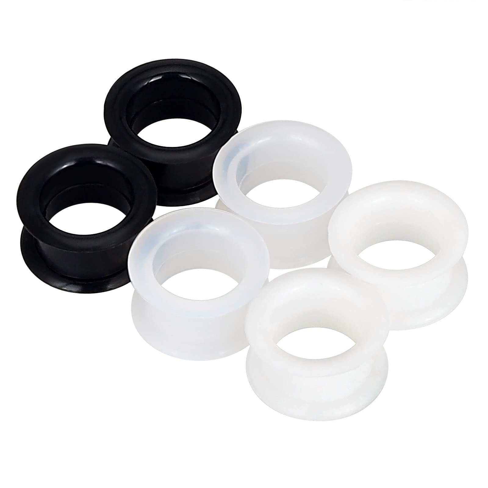 Body Jewelry Tunnels - 2PCS Black Clear White Thick Silicone