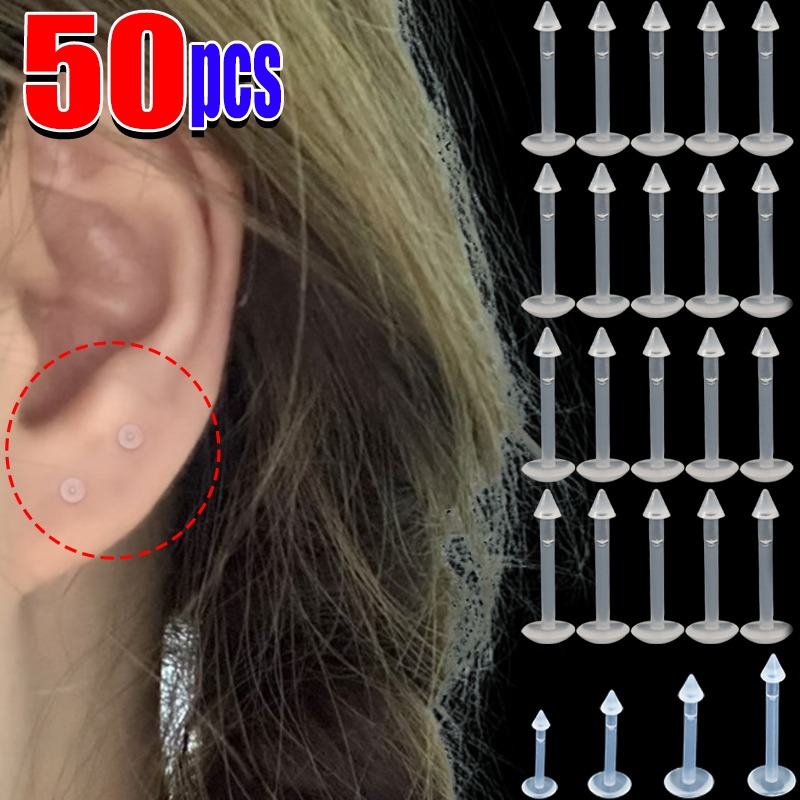 Body Jewelry Tunnels - 10-50Pcs Transparent Lip Studs Invisible Piercing