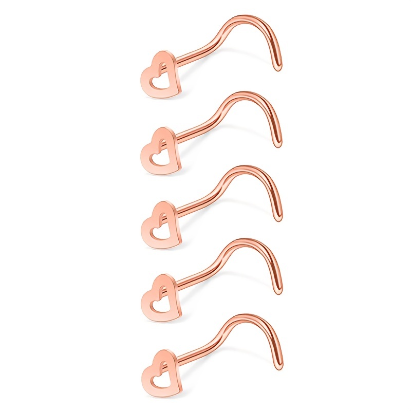 5pcs Hollow Heart Nose Stud Se – Nostril Screw Pin Bewertung und Preis