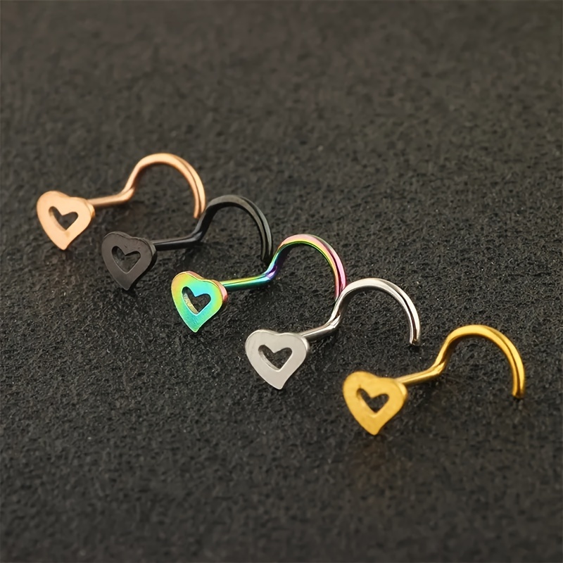 5pcs Hollow Heart Nose Stud Se – Nostril Screw Pin Bewertung und Preis
