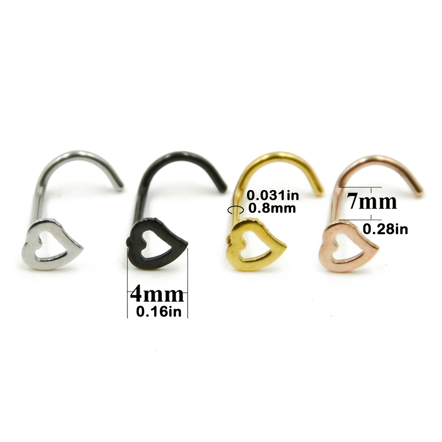 5pcs Hollow Heart Nose Stud Se – Nostril Screw Pin Bewertung und Preis