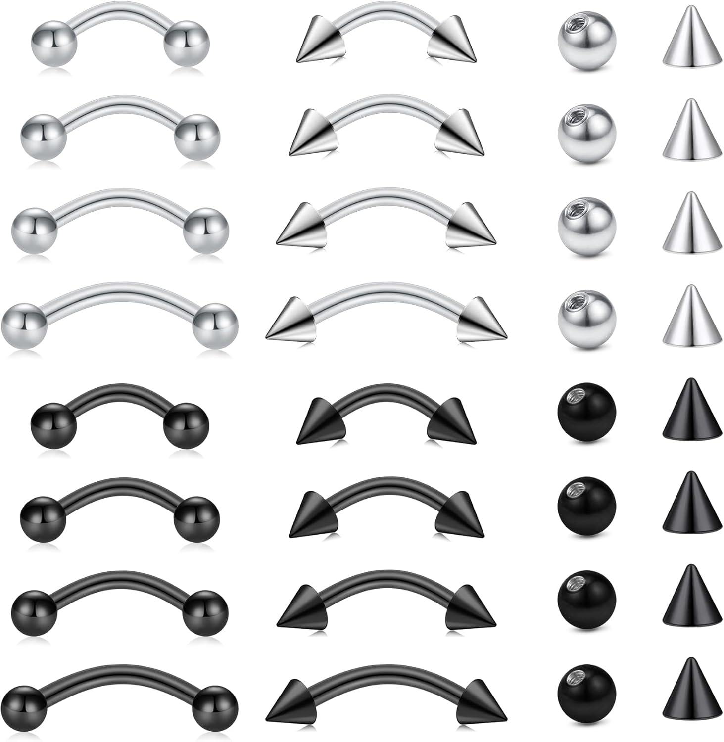 32pc/set Surgical Steel Curved – Body Jewelry Vertical Labret Bewertung und Preis