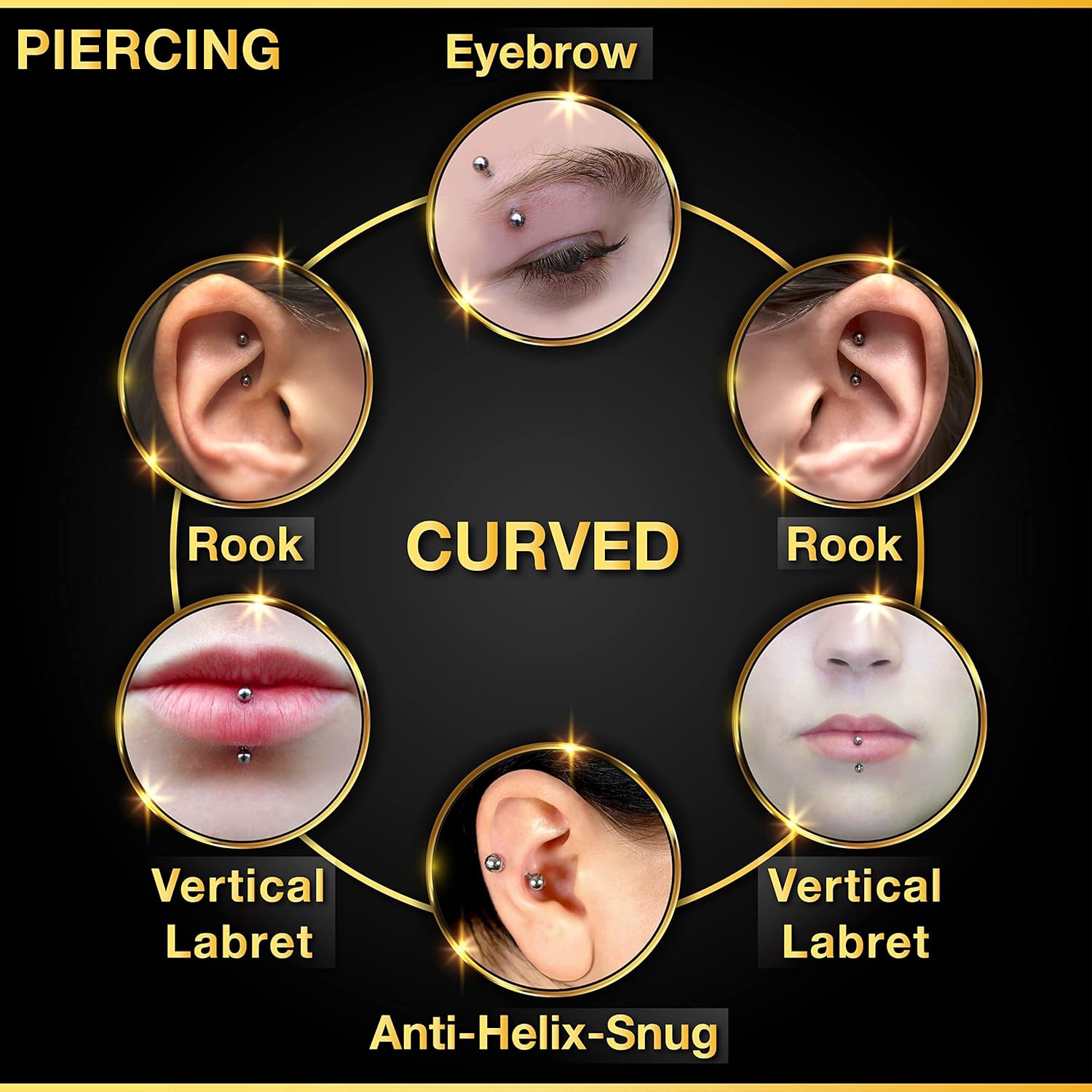 32pc/set Surgical Steel Curved – Body Jewelry Vertical Labret Bewertung und Preis