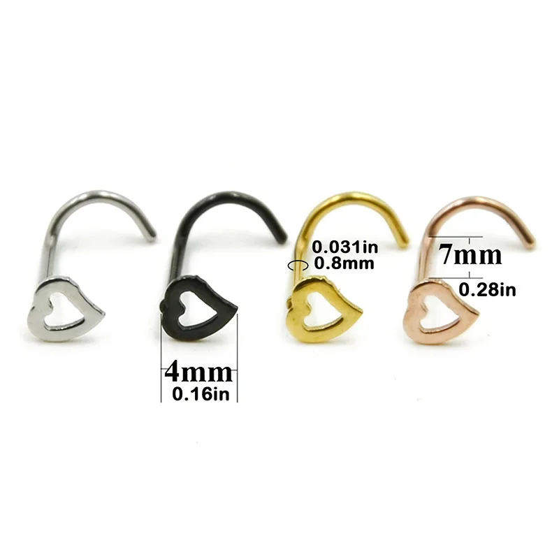 5pcs Hollow Heart Nose Stud Se – Nostril Screw Pin Bewertung und Preis