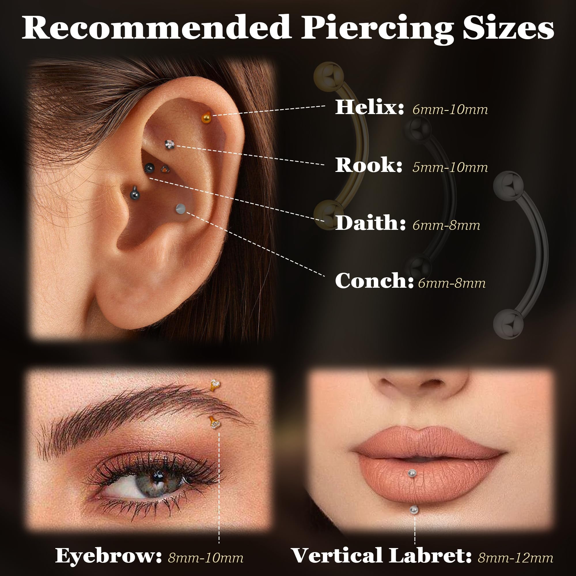 16G G23 Titanium Eyebrow Pierc – Body Jewelry Vertical Labret Bewertung und Preis