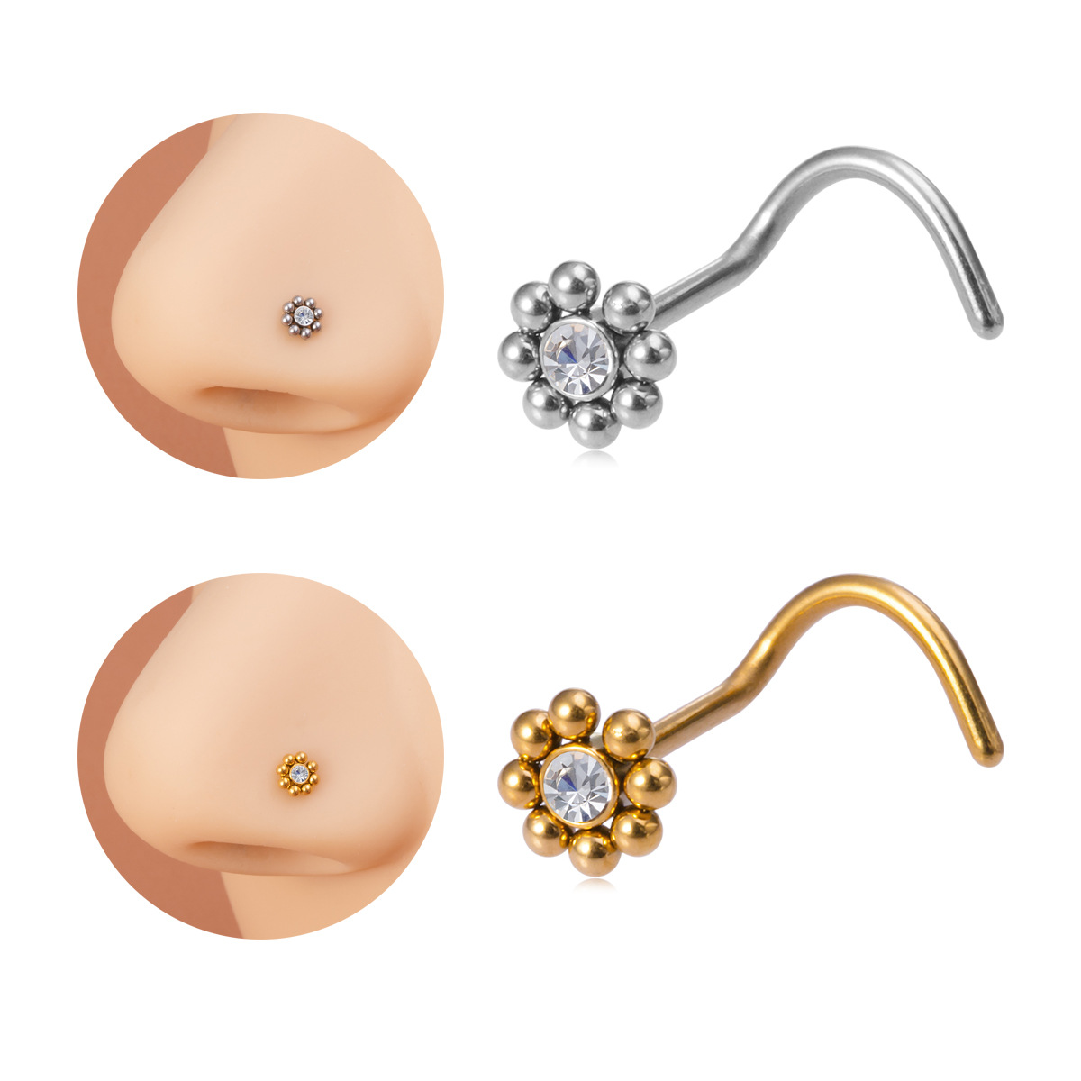 1pc of Flower-Shaped Screw Nos – Nostril Screw Pin Bewertung und Preis