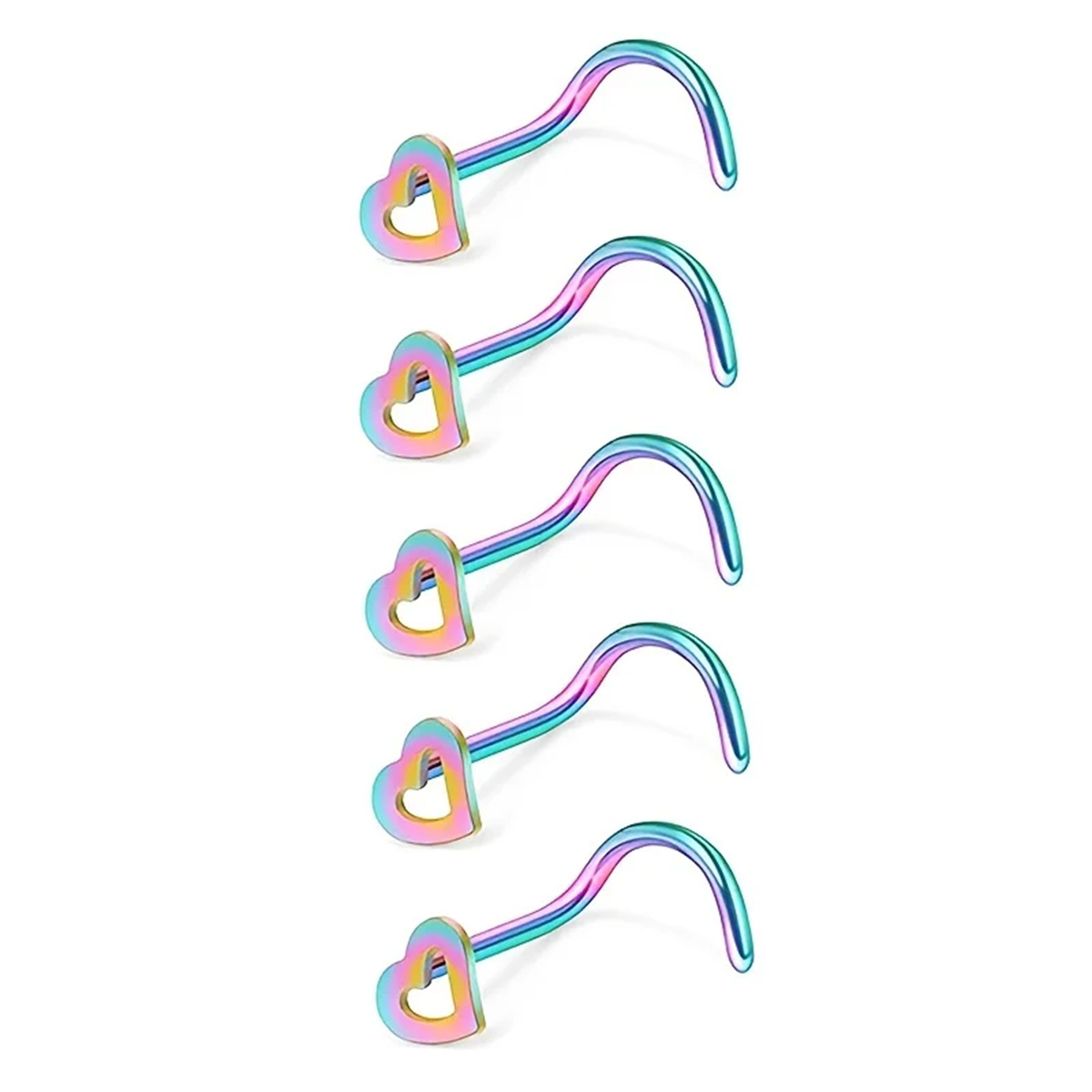 5pcs Fashion Hollow Heart Stai – Nostril Screw Pin Bewertung und Preis