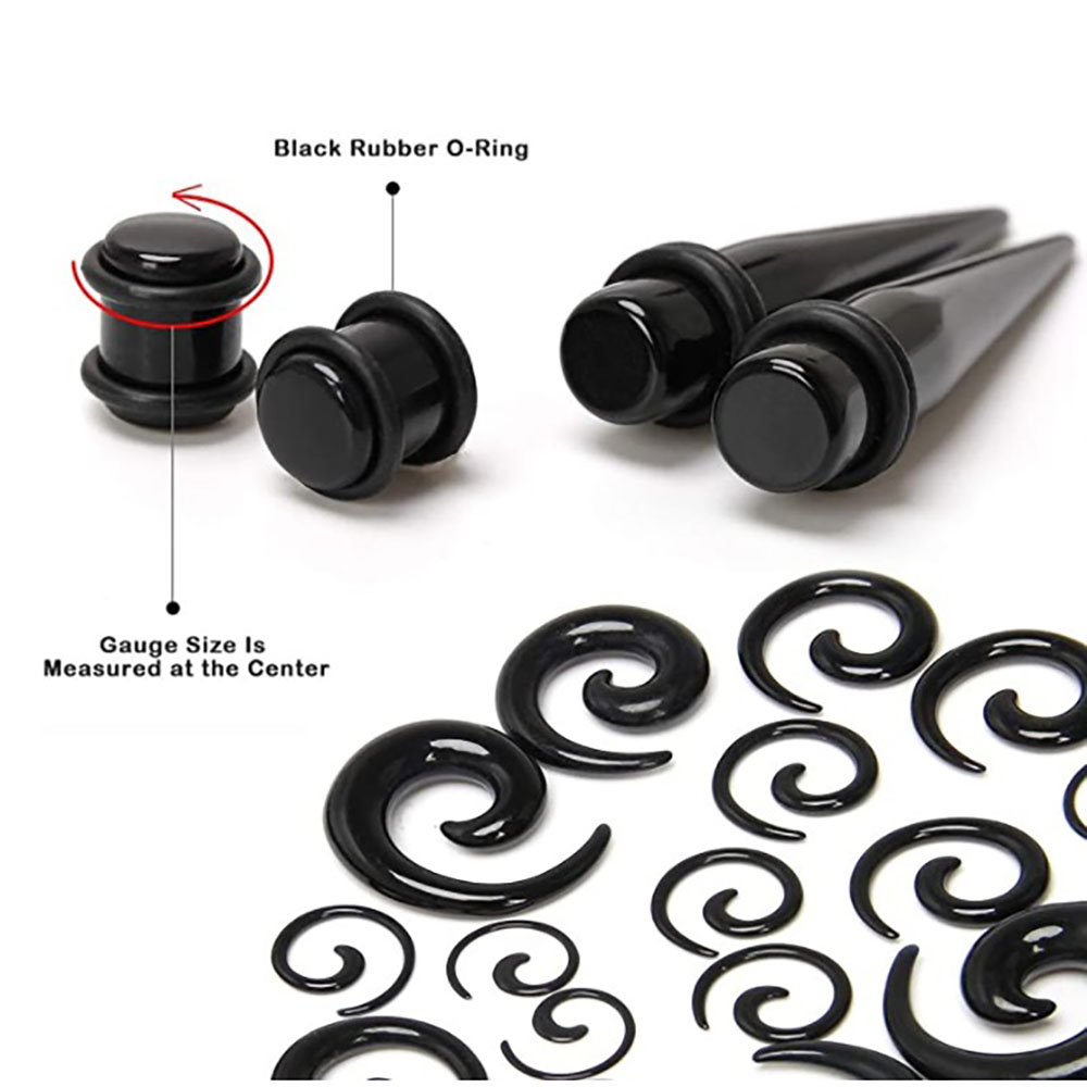 1 Set Ear Taper Kit Black Ear  – Body Jewelry Tunnels Bewertung und Preis