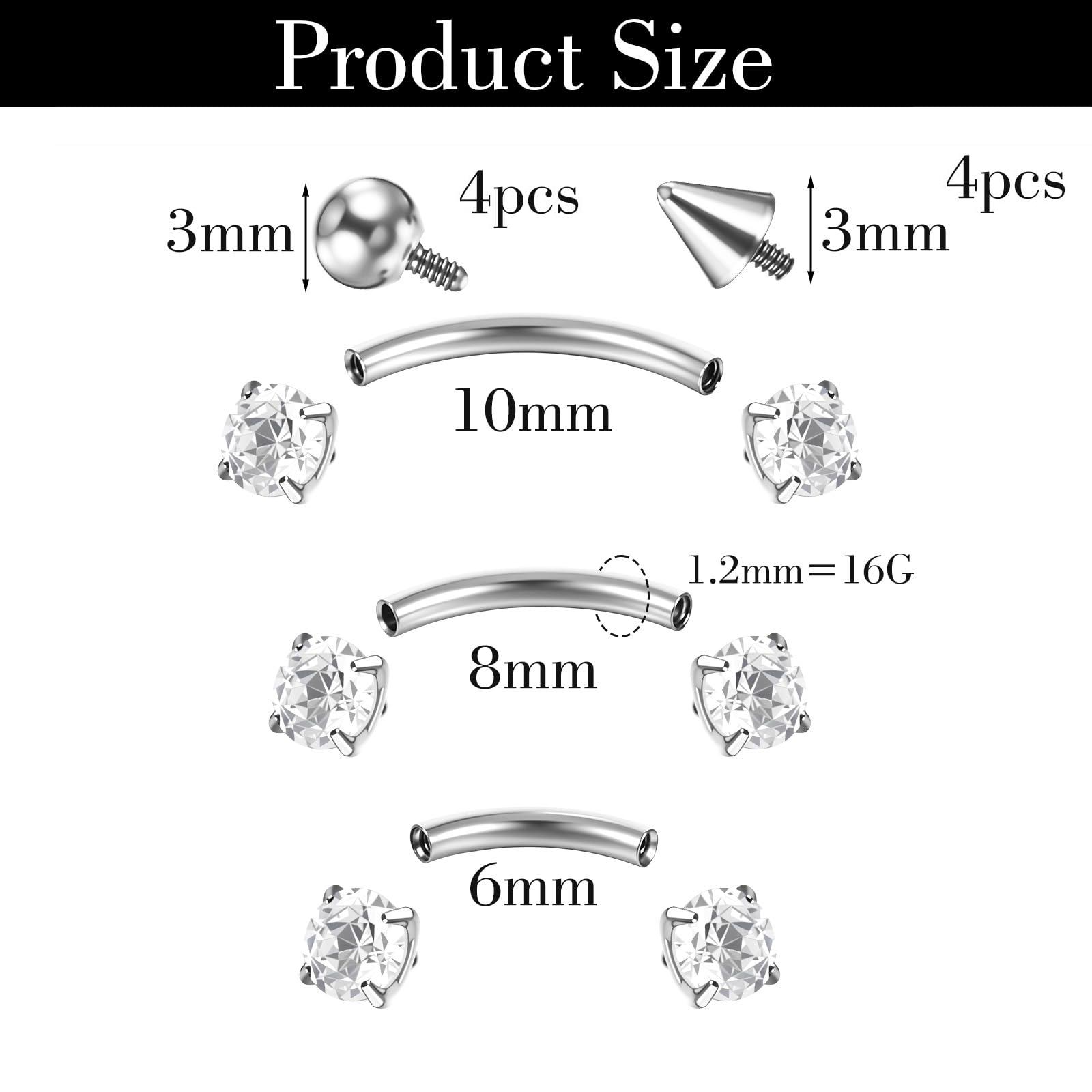17Pcs Titanium Internal Thread – Body Jewelry Vertical Labret Bewertung und Preis