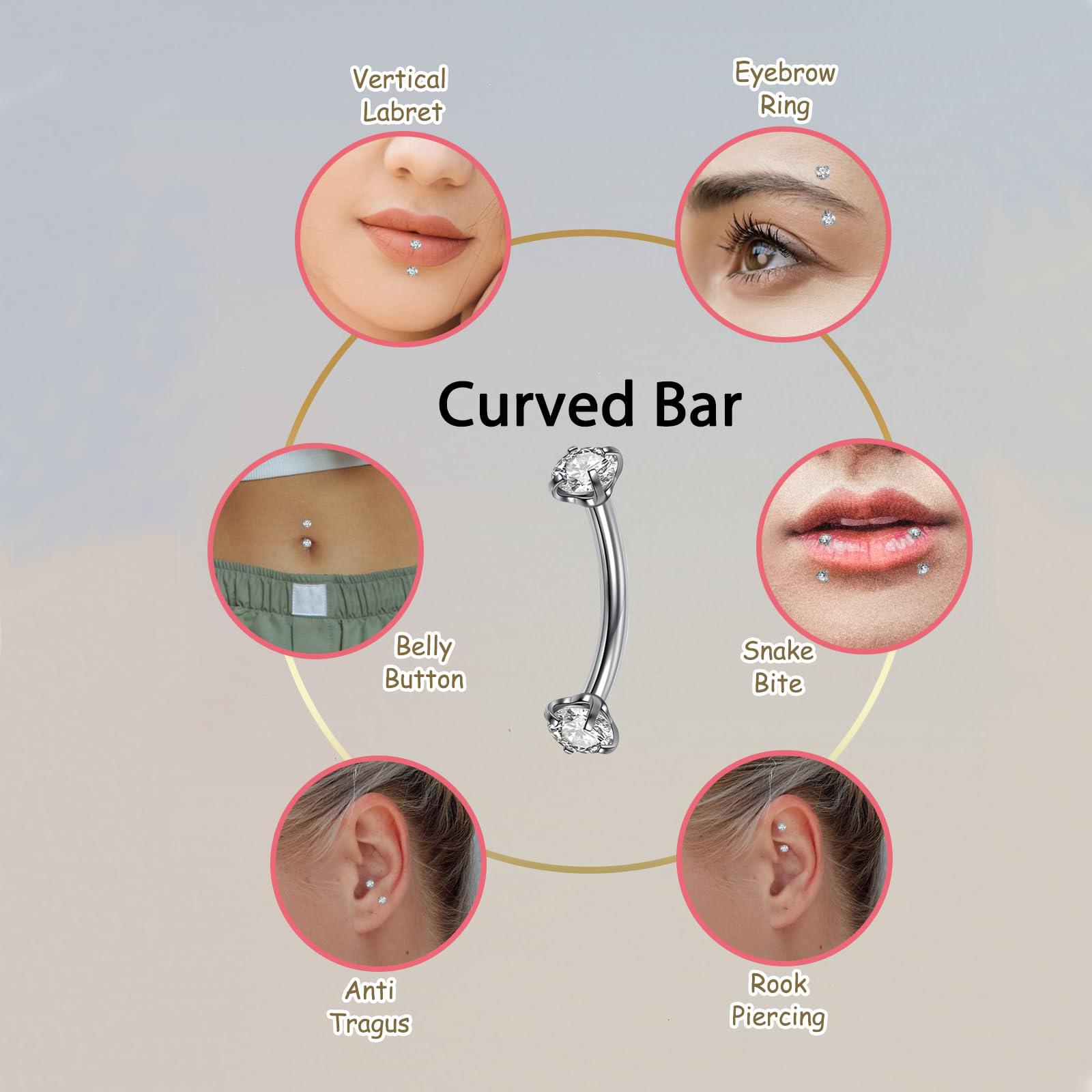 16G 6-10MM Titanium CZ Interna – Body Jewelry Vertical Labret Bewertung und Preis