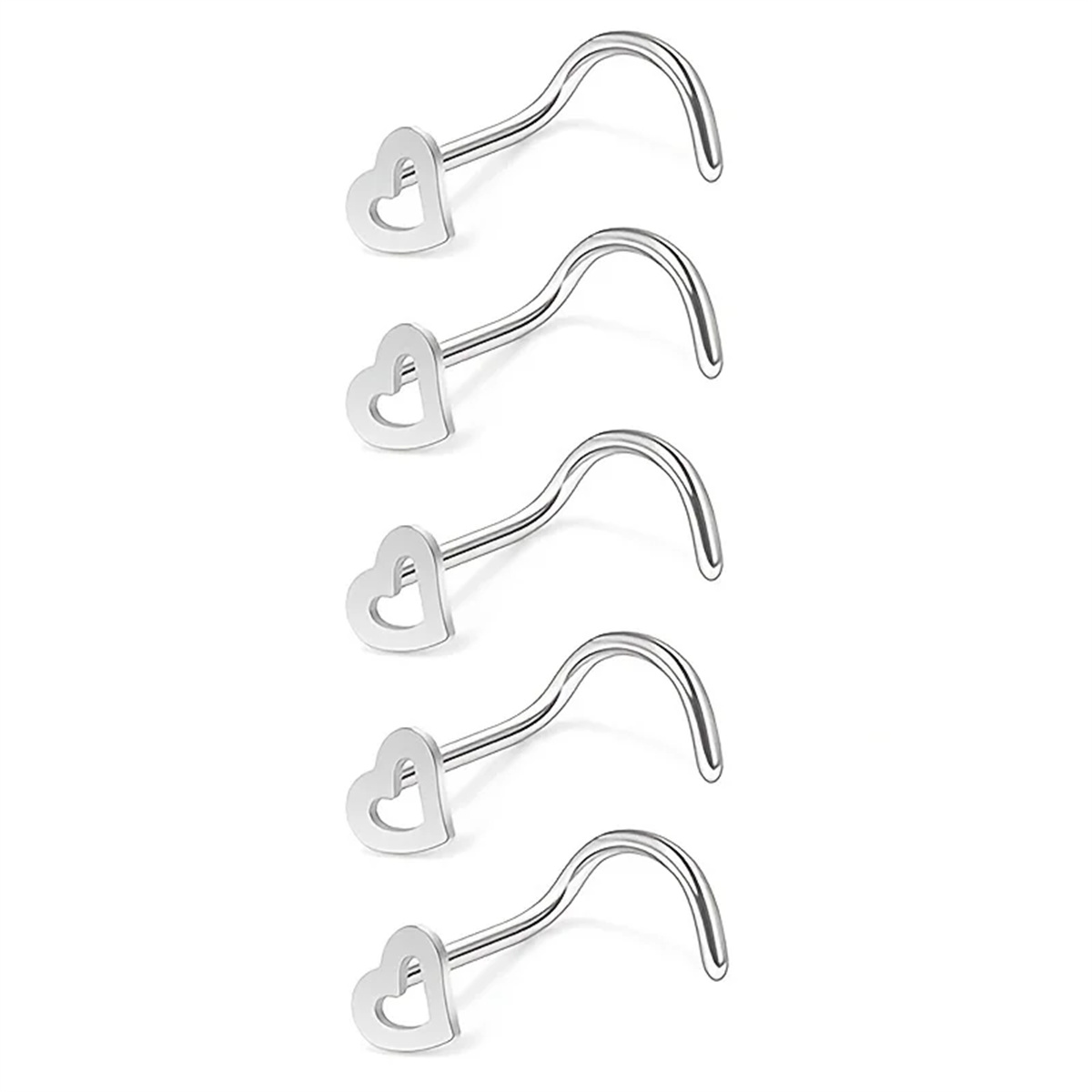 5pcs Fashion Hollow Heart Stai – Nostril Screw Pin Bewertung und Preis