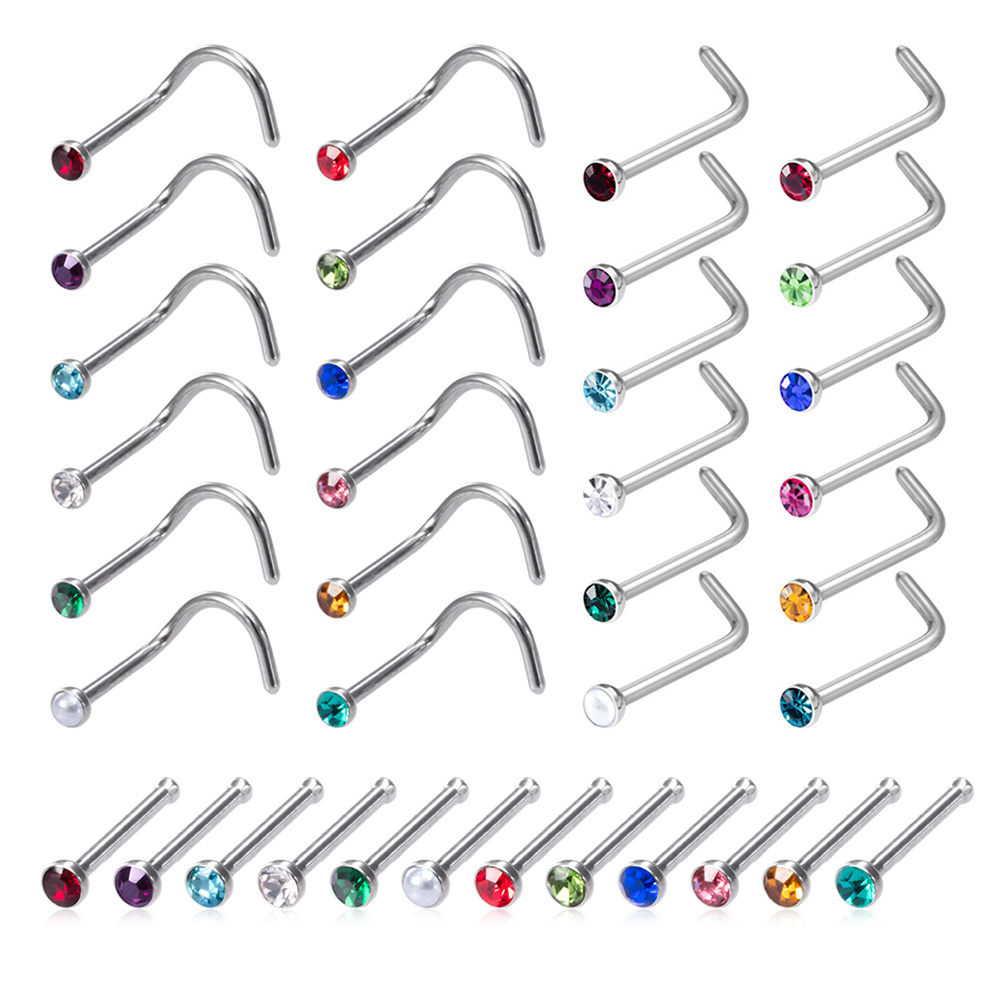 12PCS Birthstone CZ Nose Stud  – Nostril Screw Pin Bewertung und Preis