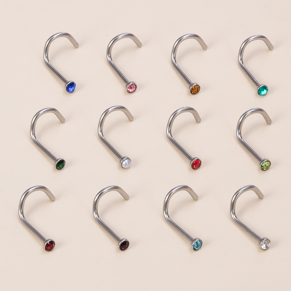 12PCS Birthstone CZ Nose Stud  – Nostril Screw Pin Bewertung und Preis