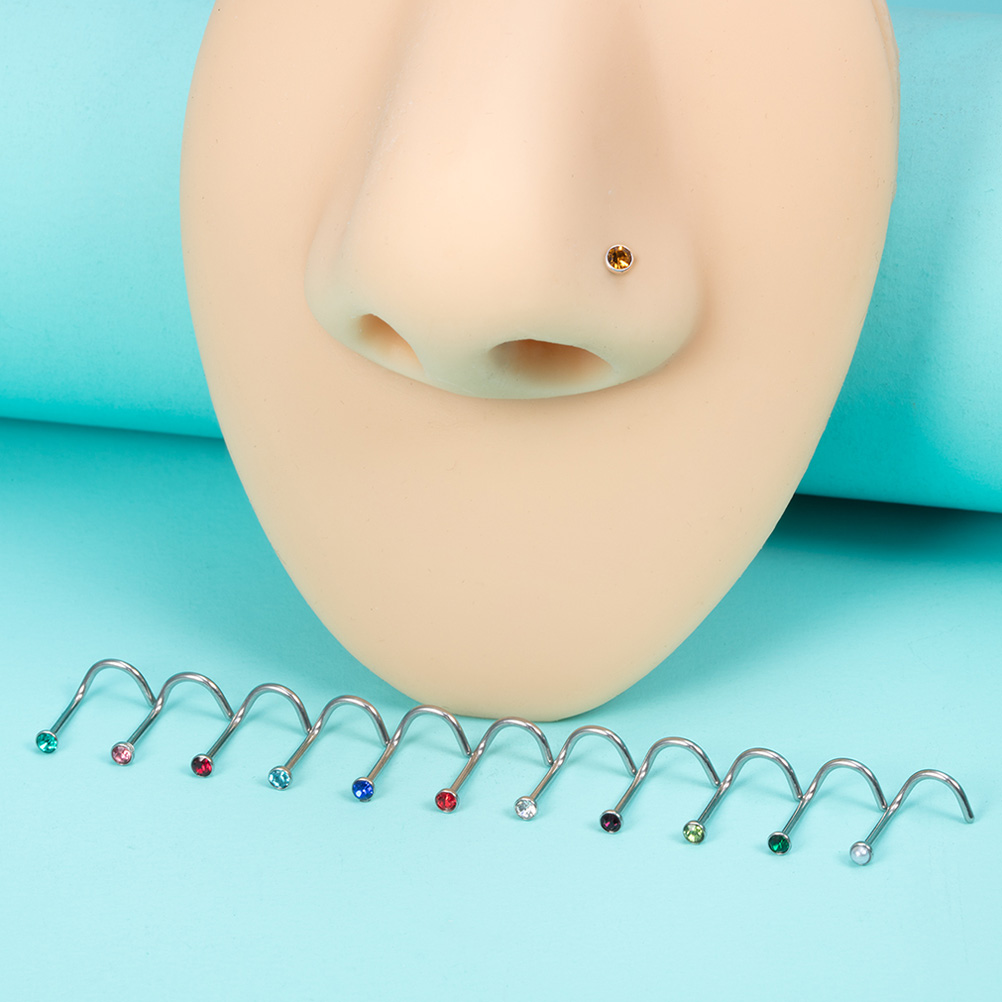 12PCS Birthstone CZ Nose Stud  – Nostril Screw Pin Bewertung und Preis