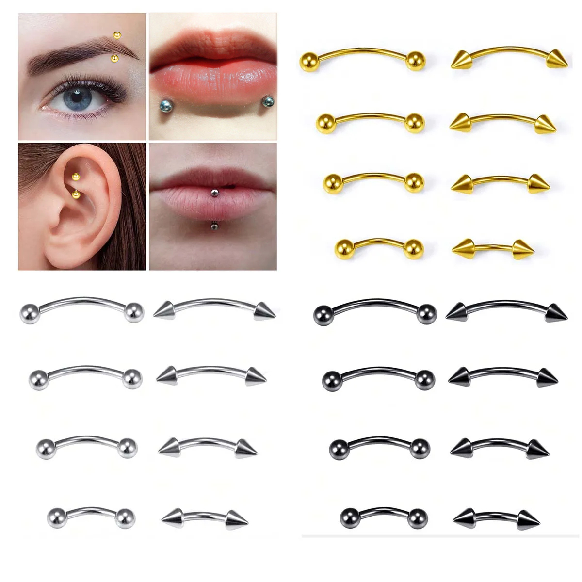8Pcs/Set 16G Small Eyebrow Pie – Body Jewelry Vertical Labret Bewertung und Preis