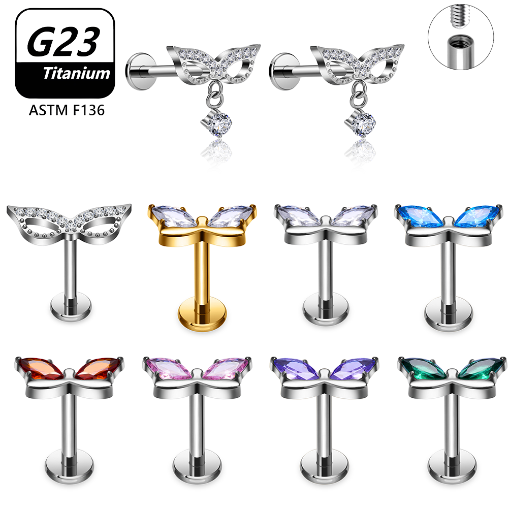 G23 Titanium Butterfly Tassel  – Body Jewelry Vertical Labret Bewertung und Preis