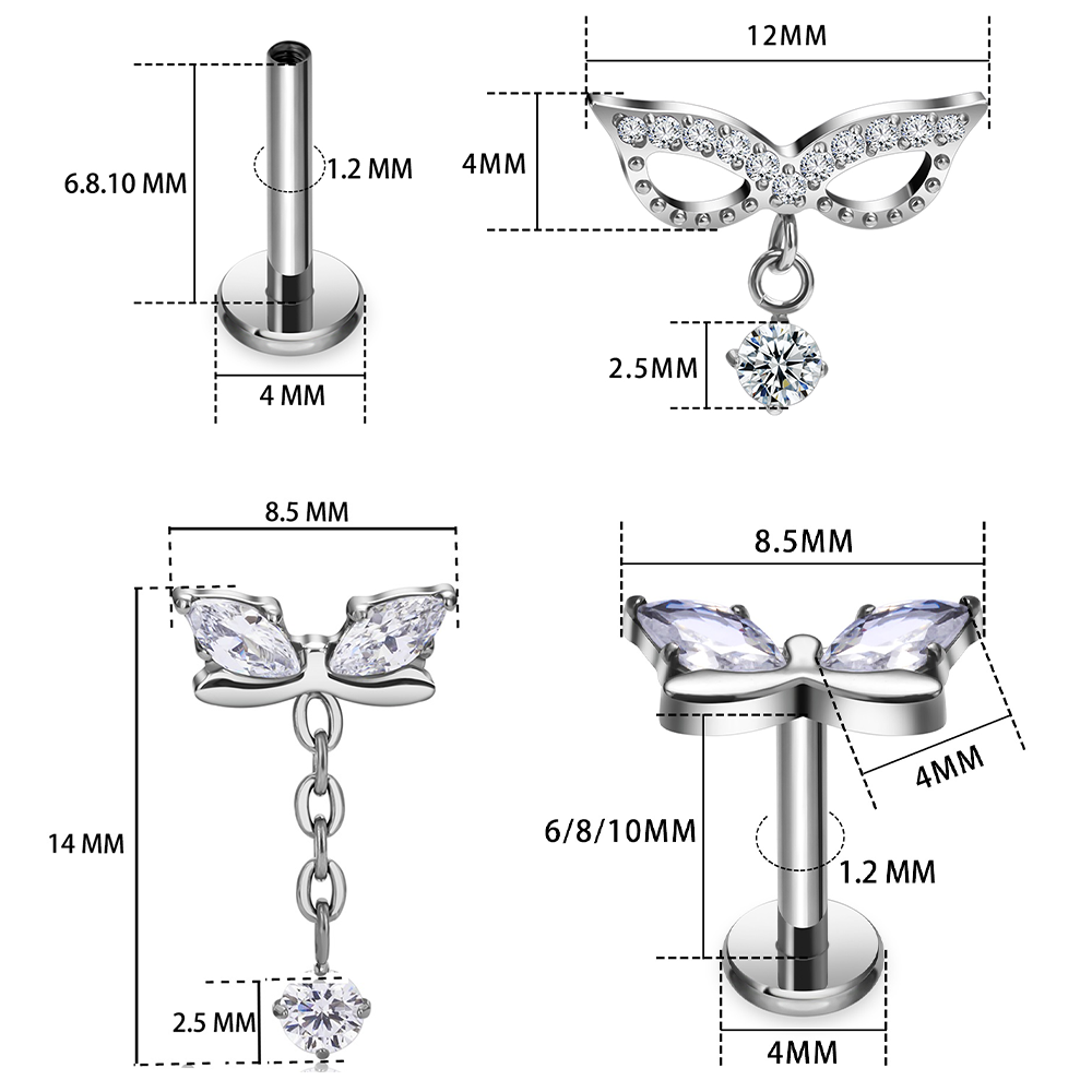 G23 Titanium Butterfly Tassel  – Body Jewelry Vertical Labret Bewertung und Preis