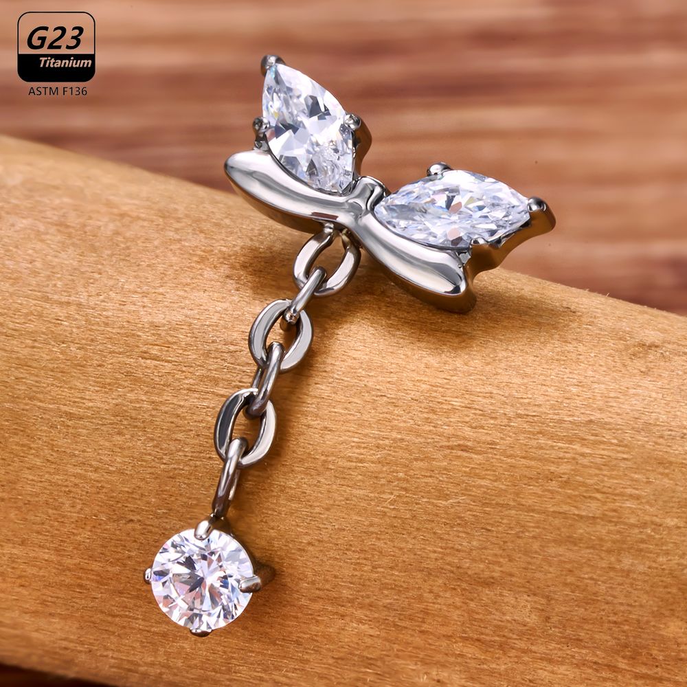 G23 Titanium Butterfly Tassel  – Body Jewelry Vertical Labret Bewertung und Preis