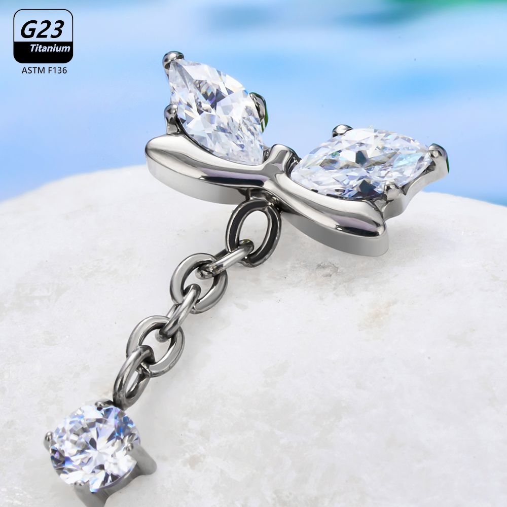 G23 Titanium Butterfly Tassel  – Body Jewelry Vertical Labret Bewertung und Preis