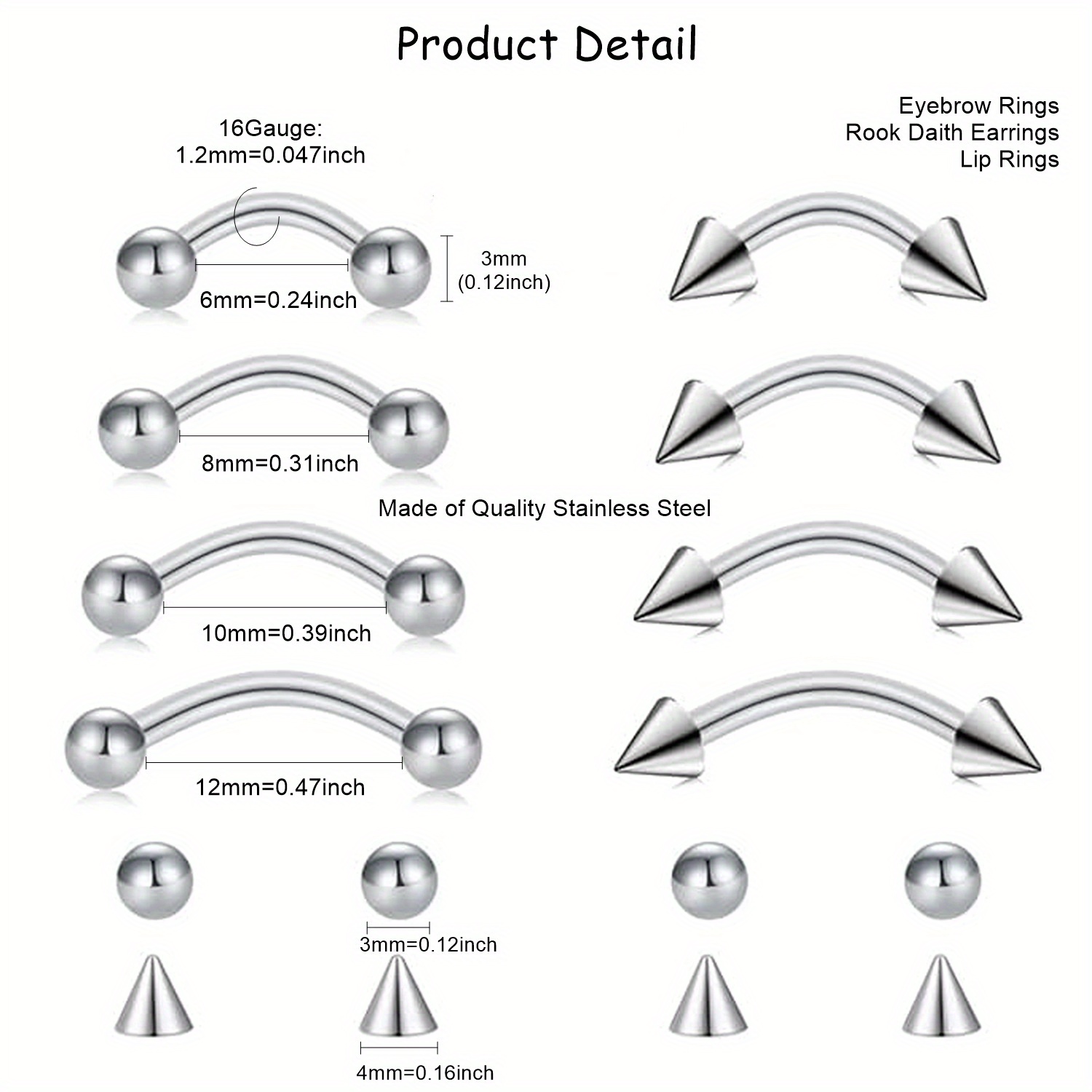 8pcs Rook Piercing Jewelry Roo – Body Jewelry Vertical Labret Bewertung und Preis