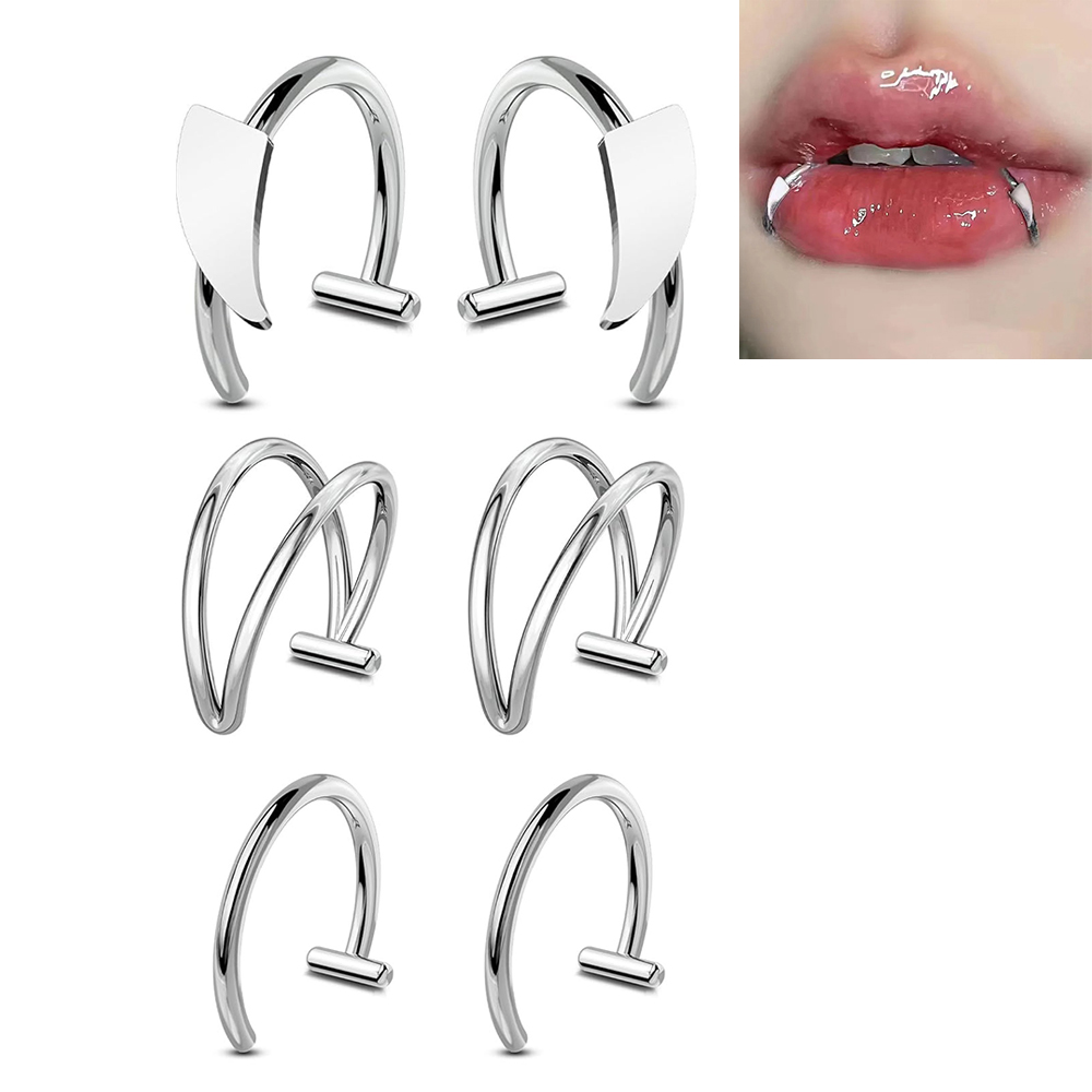 6pcs Stainless Steel Fake Lip  – Body Jewelry For Men Bewertung und Preis